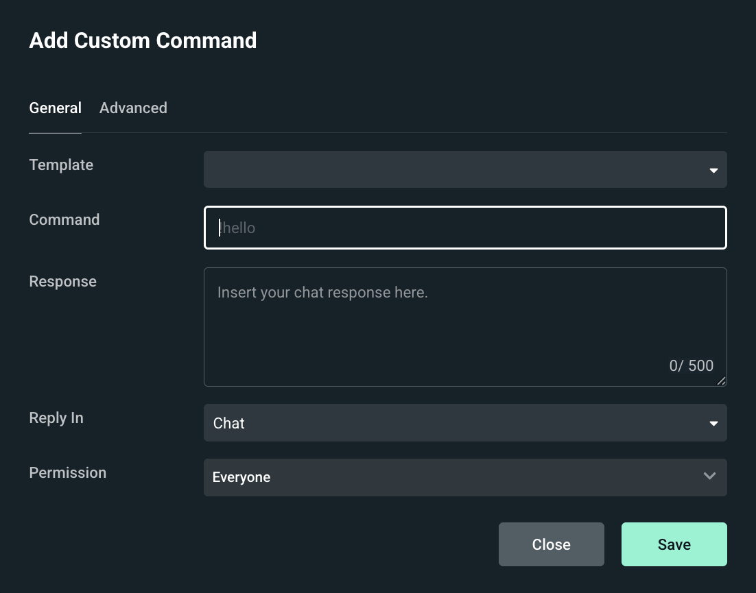 Custom command settings for Cloudbot